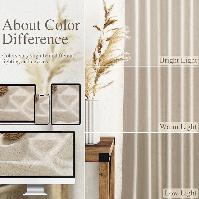 Nanspring Boho Linen Curtains 84 Inches Long - Image 3