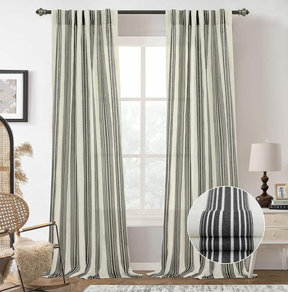DriftAway Farmhouse Vertical Striped Linen Blend Textured Light Filtering Semi by DriftAway