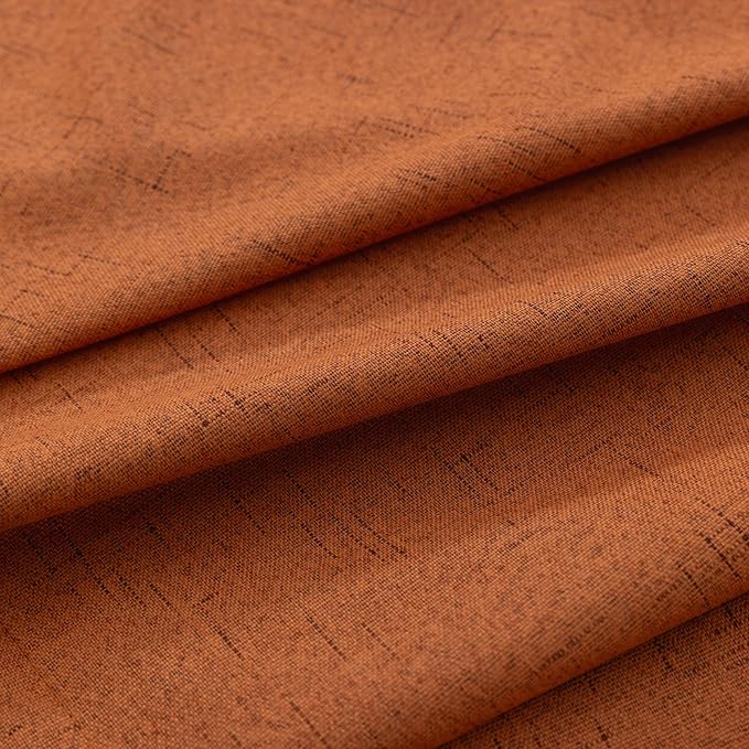 KOUFALL Bohemian Curtains for Dining Room, Burnt Orange Linen Boho Farmhouse - Image 7