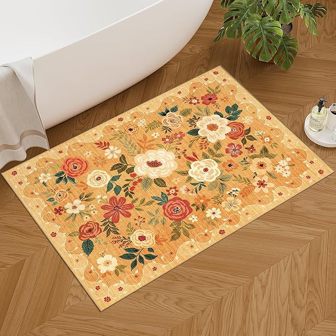 DUKINO 2x3 Rugs for Entryway, Floral Indoor Washable Door Mat, Non Slip Boho - Image 7