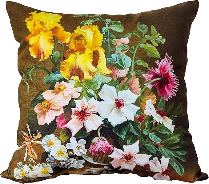 Vintage Floral Bouquet 20x20 Plush Throw Pillow Case, Double-Sided Printed by whooplaArt