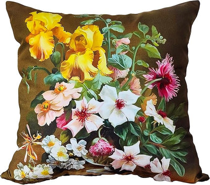 Vintage Floral Bouquet 20x20 Plush Throw Pillow Case, Double-Sided Printed by whooplaArt