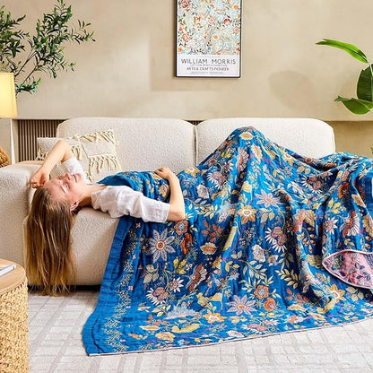 Fall Throw Blanket for Couch, 100% Cotton Muslin Breathable Woven Farmhouse - Image 4