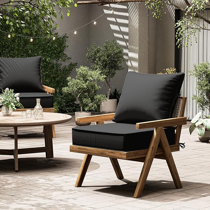 Outdoor Seat Cushion Set 22 L × 22 W × 4 H Inch Waterproof & Fade Resistant - Image 7