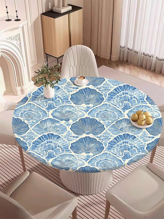 Blue Seashell Fitted Round Tablecloth - Image 7