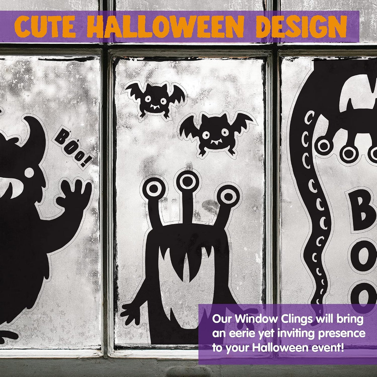 JOYIN 6Pcs Halloween Decorations Window Covers Clings, Monster Novelty Cute Wiggly Decor Decal Stickers for Party Supplies