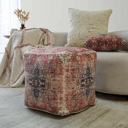 LR Home Vintage Medallion Indoor Medium Pouf Ottoman | Polyester Pouf by L.+R.+Resources%2C+Inc.