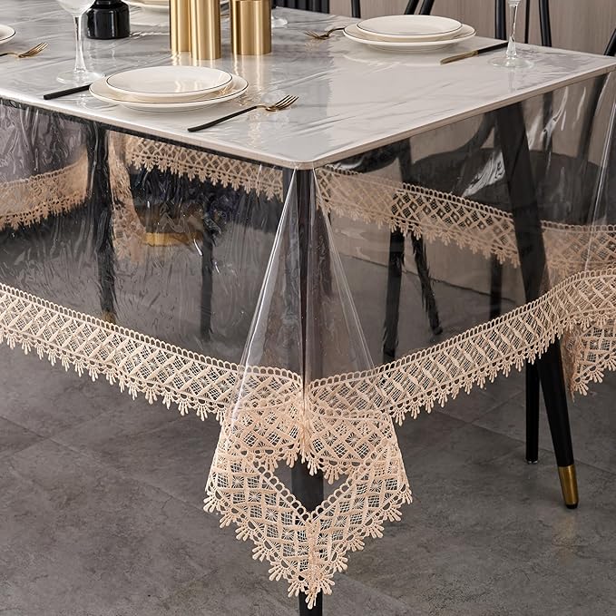 Clear Vinyl Tablecloth Protector Waterproof/Oil-Proof PVC Table Cloth by Pioggia