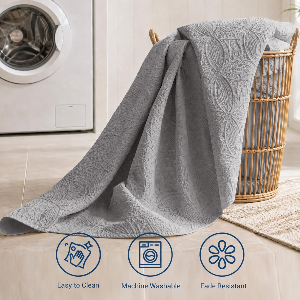 sherest queen quilt bedding set - gray soft, view 9