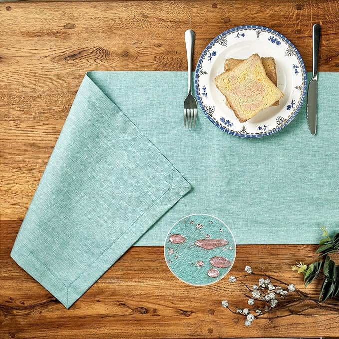 Mebakuk Linen Farmhouse Table Runner Large Burlap Style Soft and Waterproof - Image 2