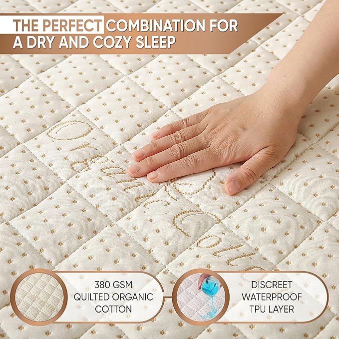 Luxury Quilted Organic Cotton Mattress Protector Full - Image 3