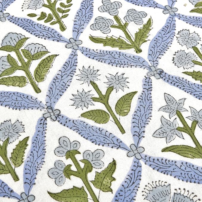 Ridhi Light Steel Blue 100% Cotton Block Print Ruffle Bed Sham Cover 20''×36'' - Image 8
