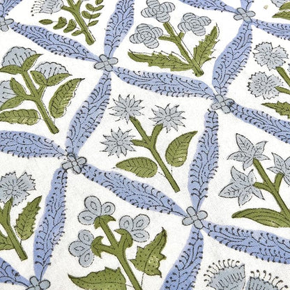 Ridhi Light Steel Blue 100% Cotton Block Print Ruffle Lumbar Sham Cover - Image 8