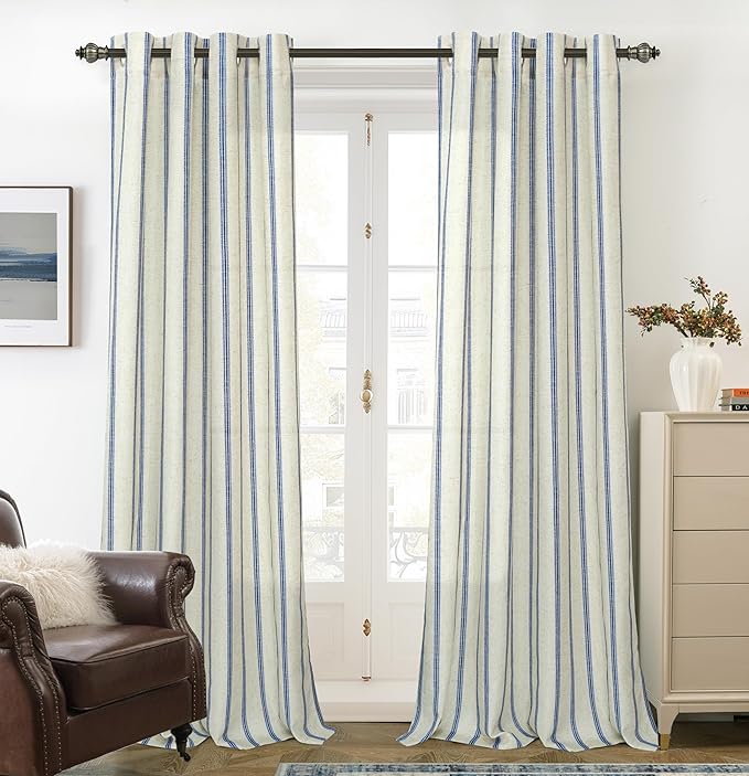 DriftAway Farmhouse Vertical Striped Linen Blend Textured Light Filtering Semi by DriftAway
