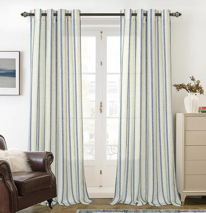 DriftAway Farmhouse Vertical Striped Linen Blend Textured Light Filtering Semi by DriftAway