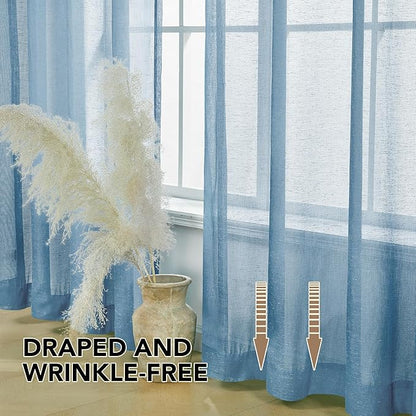 Deconovo Faux Linen Back Tab Curtains, Semi Sheer Curtain - Image 5