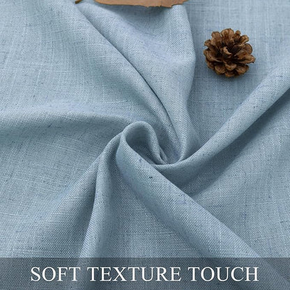 Blue Small Linen Textured Curtains 36 inches Length Light Filtering Semi Sheer - Image 9