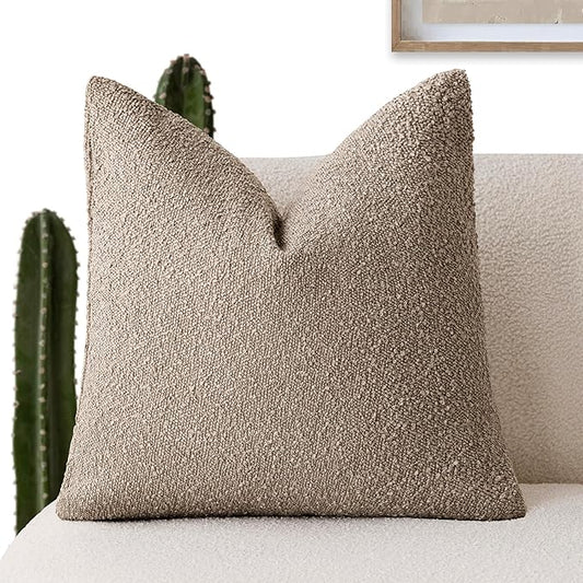 Foindtower Decorative Textured Boucle Throw Pillow Covers Accent Solid Pillow by Foindtower