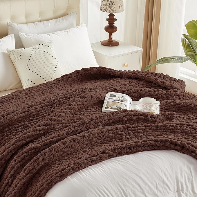Carriediosa Chunky Knit Throw Blanket 50" X 60", 100% Hand Made Large Chenille - Image 9
