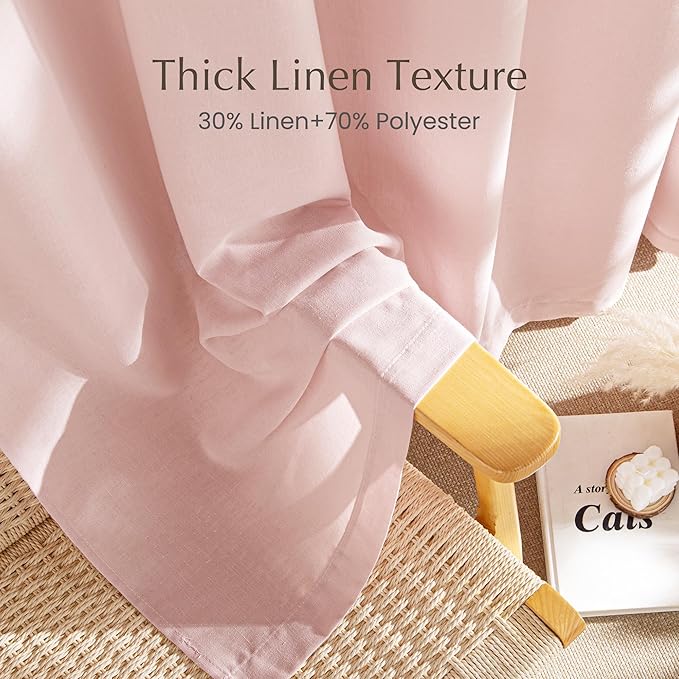 NICETOWN Thick Linen Light Pink Curtains - Image 4