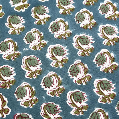 Ridhi Peacock Blue 100% Cotton Block Print Ruffle Lumbar Sham Cover Handmade - Image 7
