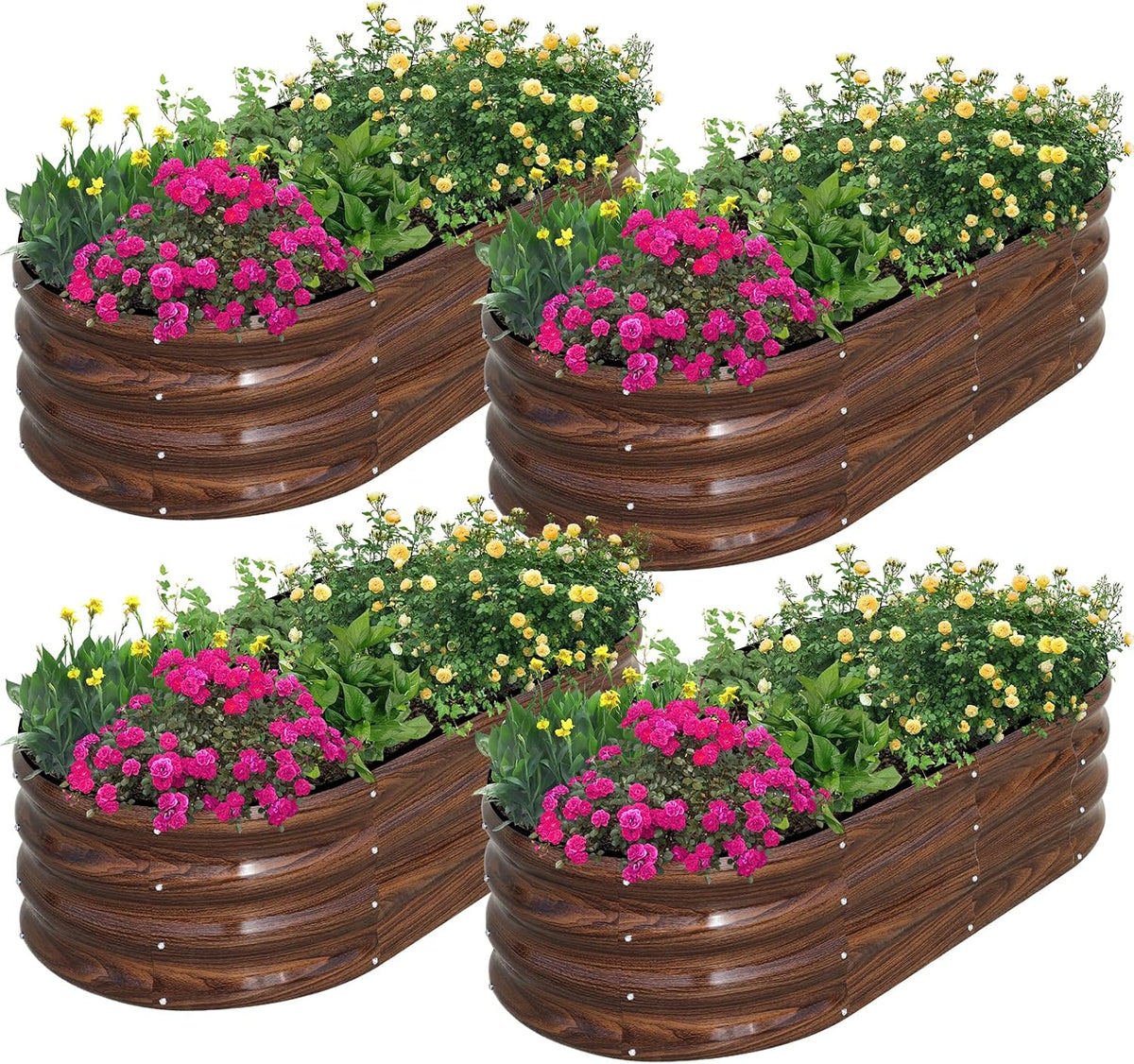 snugniture galvanized raised garden bed outdoor, 4 pcs, main product view