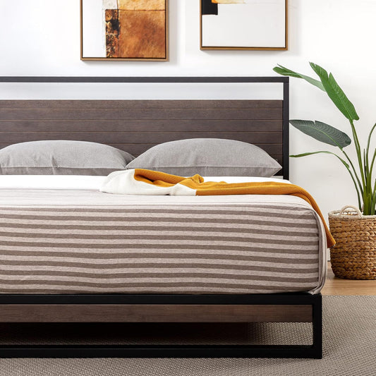 zinus suzanne bamboo and metal platform bed frame, main product view