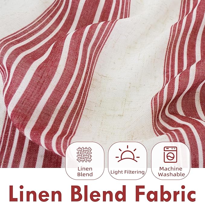 DriftAway Farmhouse Vertical Striped Linen Blend Textured Light Filtering Semi - Image 2
