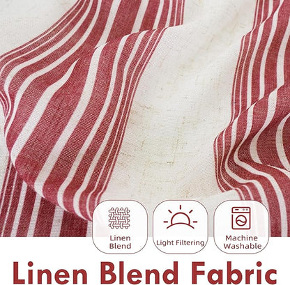 DriftAway Farmhouse Vertical Striped Linen Blend Textured Light Filtering Semi - Image 2