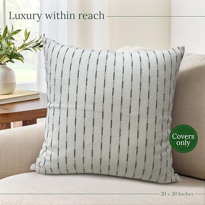 SanVia Gray Rest Premium Cotton Throw Pillow Covers, 20 x 20 Inches, Luxury - Image 5