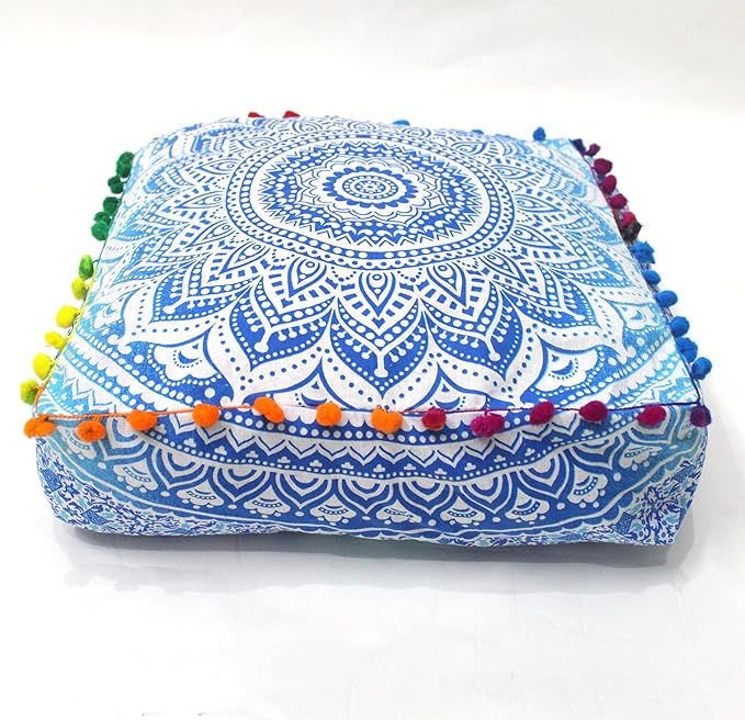 CRAFT KALA 16" Square Large Hippie Mandala Meditation Floor Ottoman Pillow - Image 9