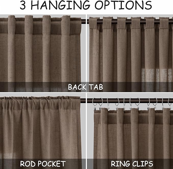 Light Brown Linen Curtains 84 Inches Long - Image 3