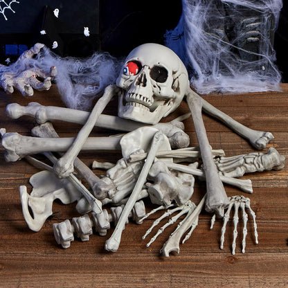 JOYIN 28 PCS Halloween Decorations Skeleton Bones and Skull Kit, Indoor Outdoor Decorations Plastic Bones Scary for Spooky Graveyard Haunted House Lawn Yard Party Decor