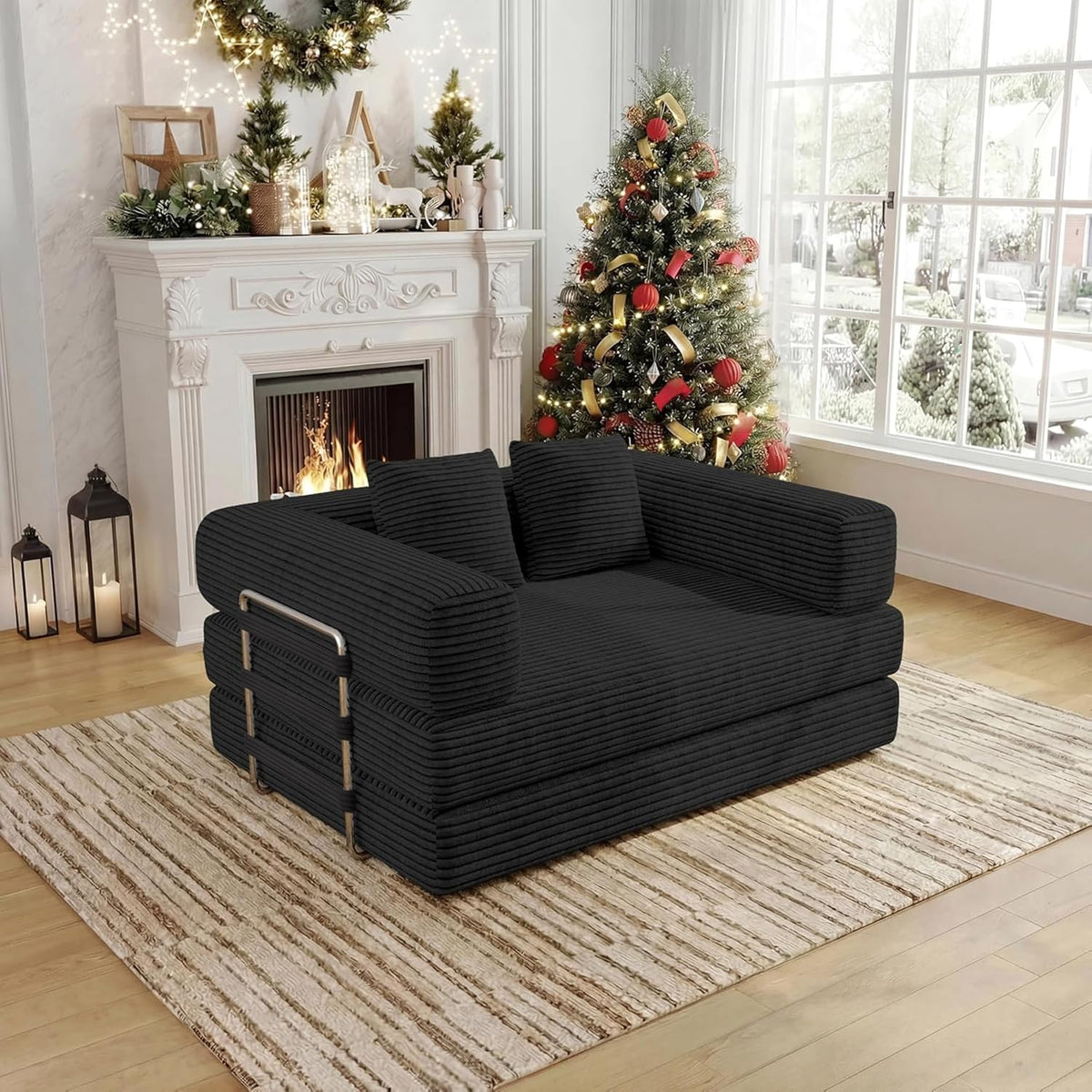 bshomgi convertible futon sofa bed, boneless couch for, main product view