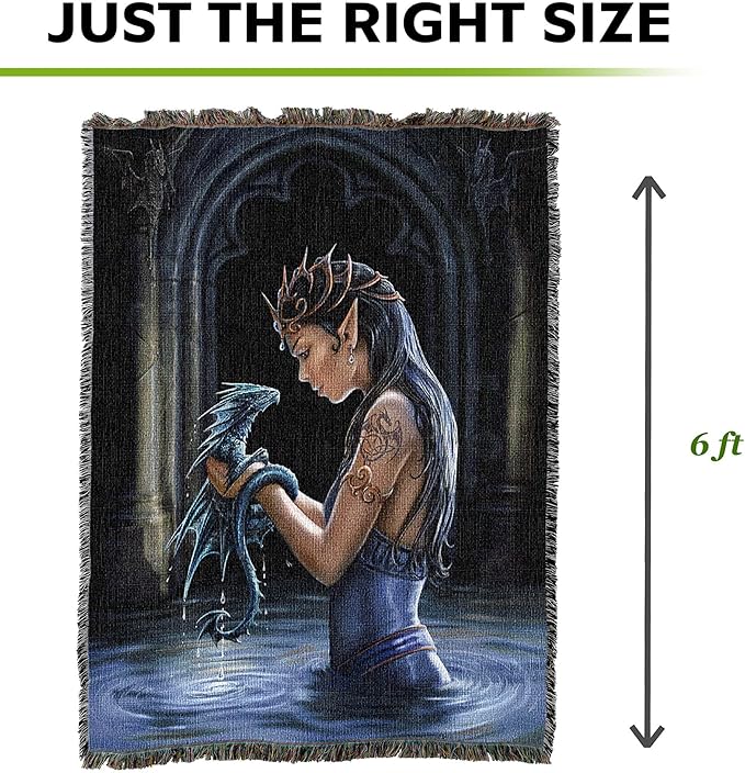 Pure Country Weavers Water Dragon Woven Blanket by Anne Stokes - Image 4