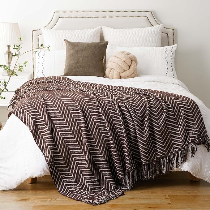 BATTILO HOME Chocolate Brown Throw Blanket - Image 5