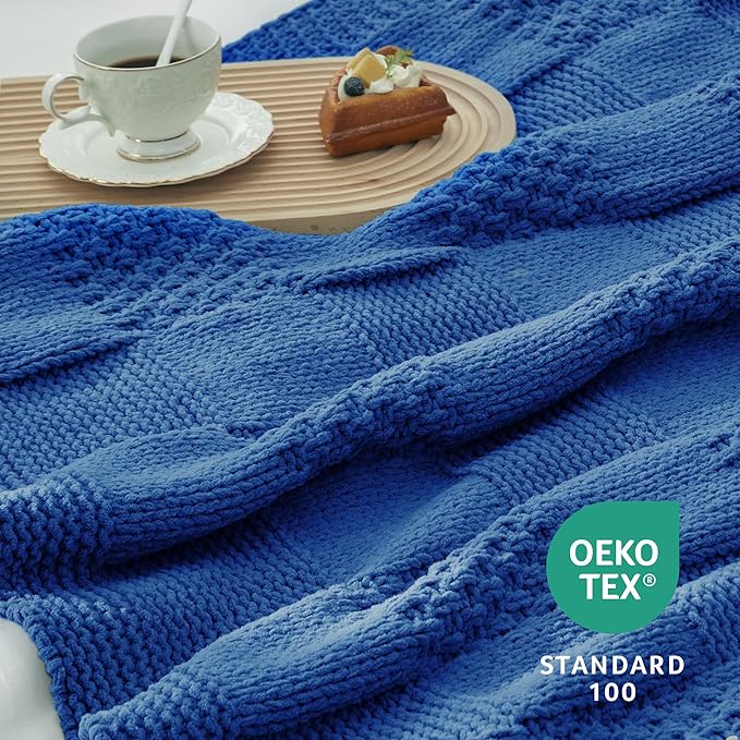Amélie Home Checkered Chenille Knit Throw Blanket - Image 5
