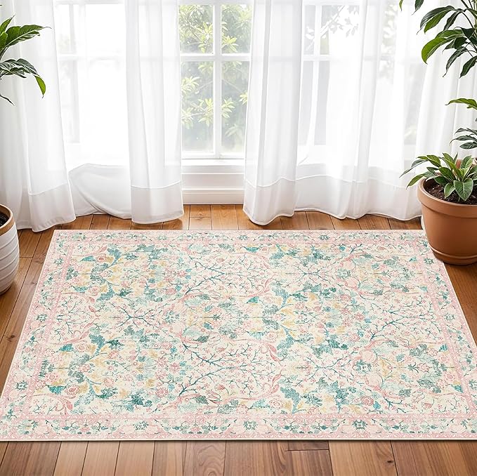 MUJOO 2x3 Washable Rug, Boho Front Door Mat Indoor Entrance Throw Carpet - Image 4