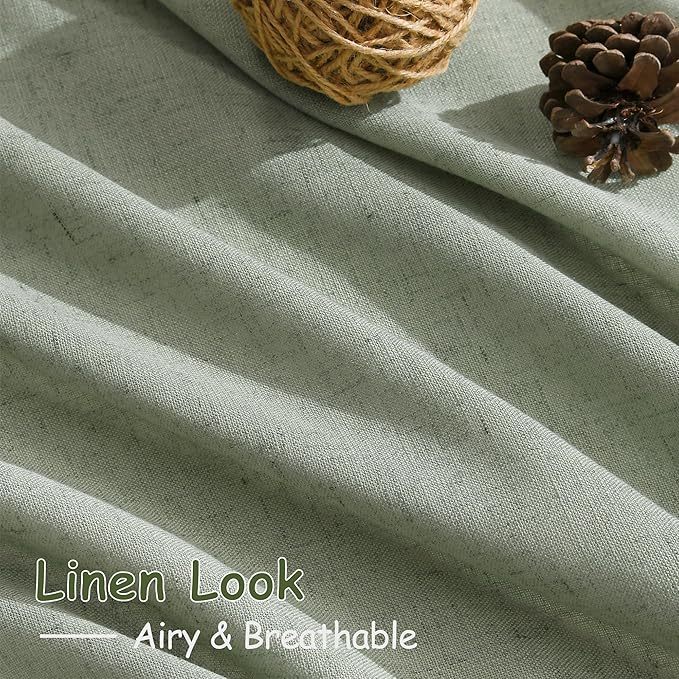 Nanspring Linen Curtains Semi Sheer Desert Sage 96 Inches Long 2 Panels Set - Image 5
