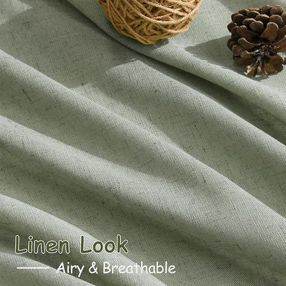 Nanspring Linen Curtains Semi Sheer Desert Sage 96 Inches Long 2 Panels Set - Image 5