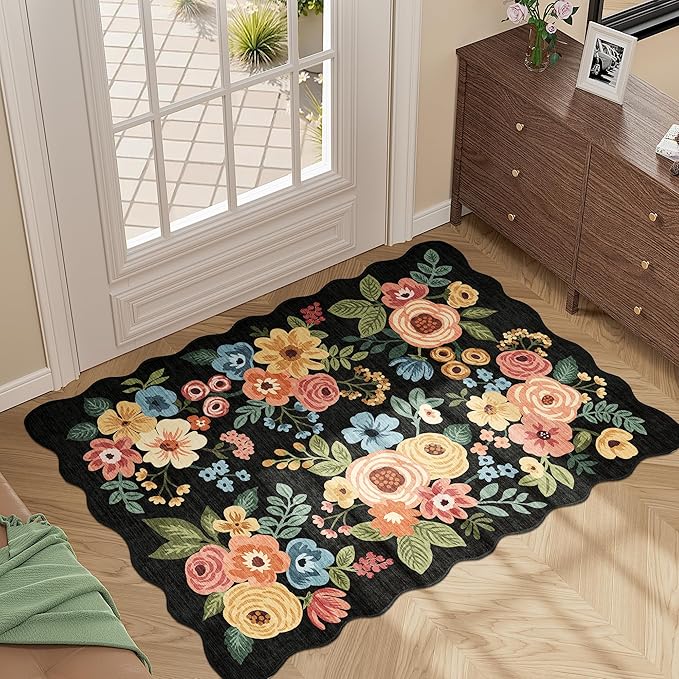 DUKINO 2x3 Entryway Rug, Floral Washable Indoor Door Mat - Image 2