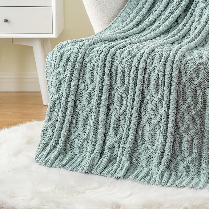 Battilo Sage Green Throw Blanket by BATTILOHOME