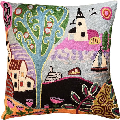 Green Coastal Pillow Cover Blue Nautical Accent Throw Pillowcase Karla Gerard by Kashmir+Designs