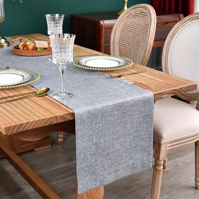 NEWISHER Farmhouse Rustic Table Runner Solid Grey Rectangular Table Runners by Newisher