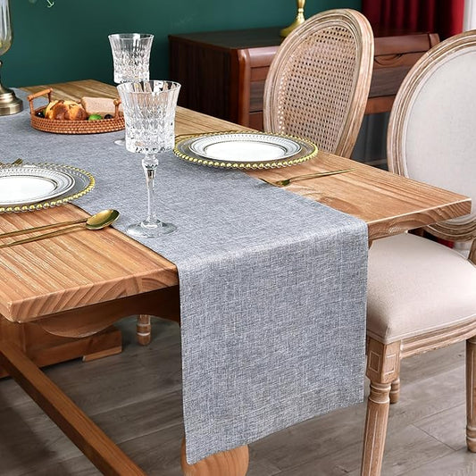 NEWISHER Farmhouse Rustic Table Runner Solid Grey Rectangular Table Runners by Newisher