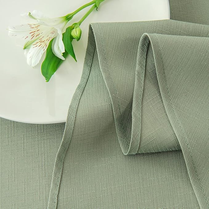maxmill Round Linen Looking Textured Tablecloth Spill-Proof Wrinkle Free Soft - Image 8