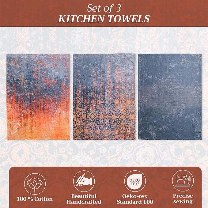Maison d' Hermine Kitchen Towels Set of 3 100% Cotton 20" x 27.5" Reusable - Image 2