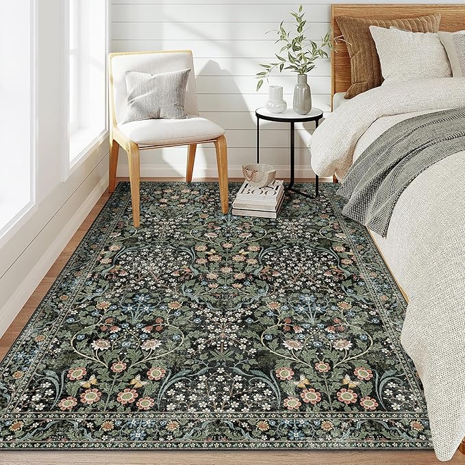 MUJOO 3x5 Rug Washable, Floral Area Rug - Image 3