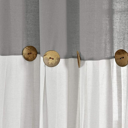 Lush Decor Linen Button Window Curtain Panel, Dark Gray & Off-White, Country - Image 4