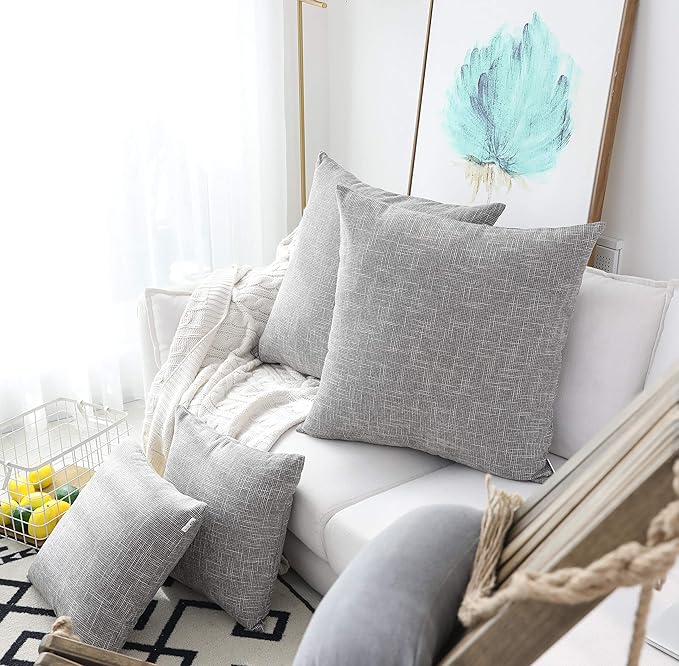 Kevin Textile 2 Pack Decorative Linen Throw Pillow Covers, Neutral Outdoor - Image 4